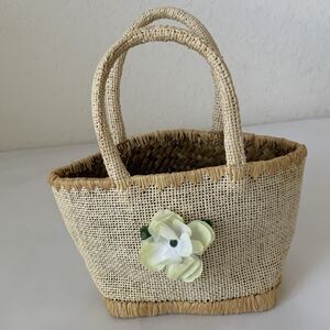 Raffia Straw Woven Mini Tote Handbag Purse Basket Bag Vacation Beach Easter Girl